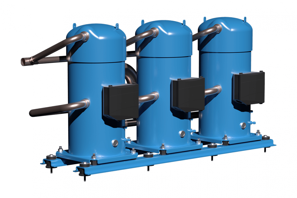 Manifolded scroll compressors